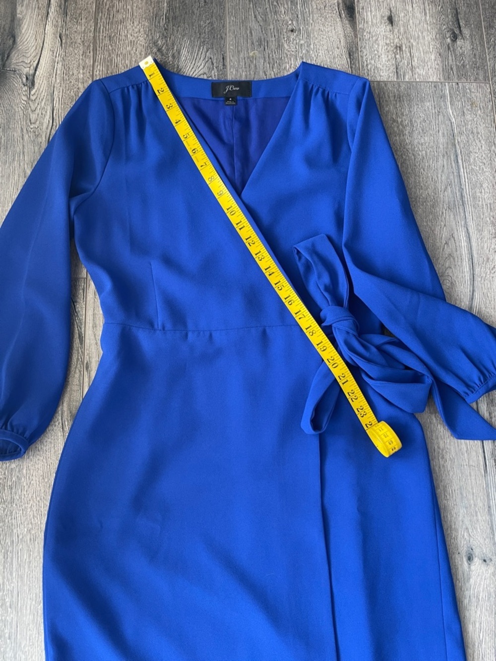 J. Crew Cobalt Blue Faux-Wrap Midi Dress with Side Tie - Picture 11 of 16